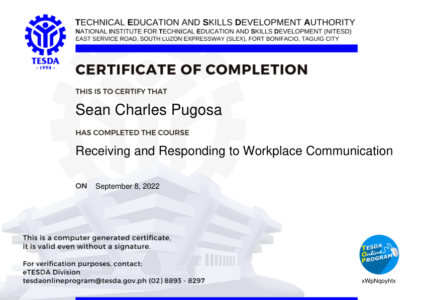 certificate