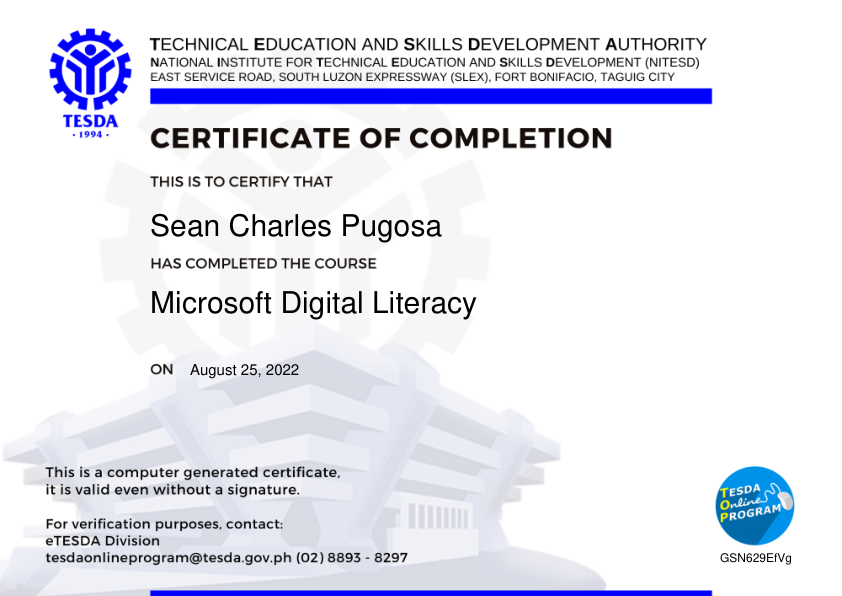 certificate